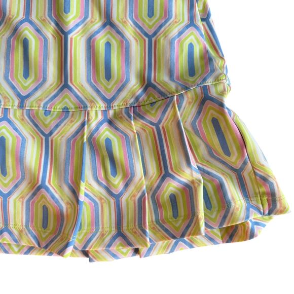 Sigrid Olsen Golf Tennis Skort SZ L Geometric Print White Pink Blue Neon Yellow - Picture 4 of 9